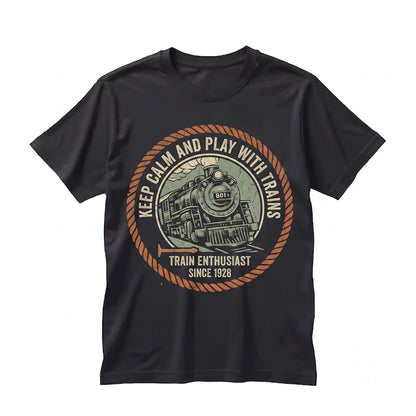 Play With Vintage Steam Engine Graphic Train Railroad Locomotive Apparel for Locomotive Enthusiasts Unisex TShirt