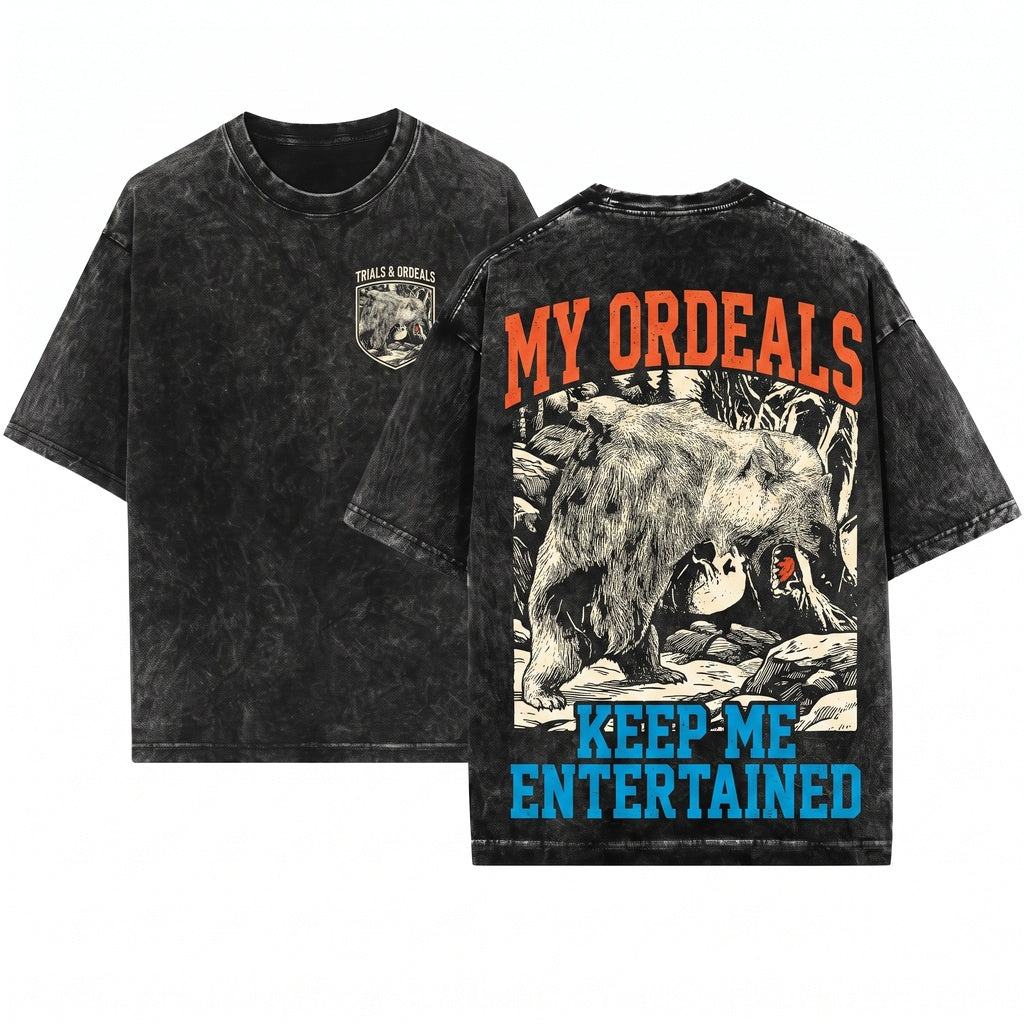 Vintage My Ordeals Japanese Hyena Graphic Unisex Wash T-Shirt