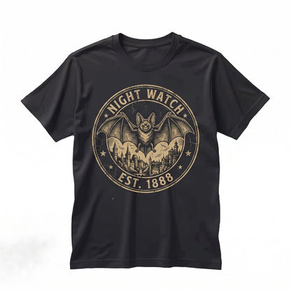 Gothic Bat Distressed Cityscape Graphic Dark Academia Apparel Unisex TShirt