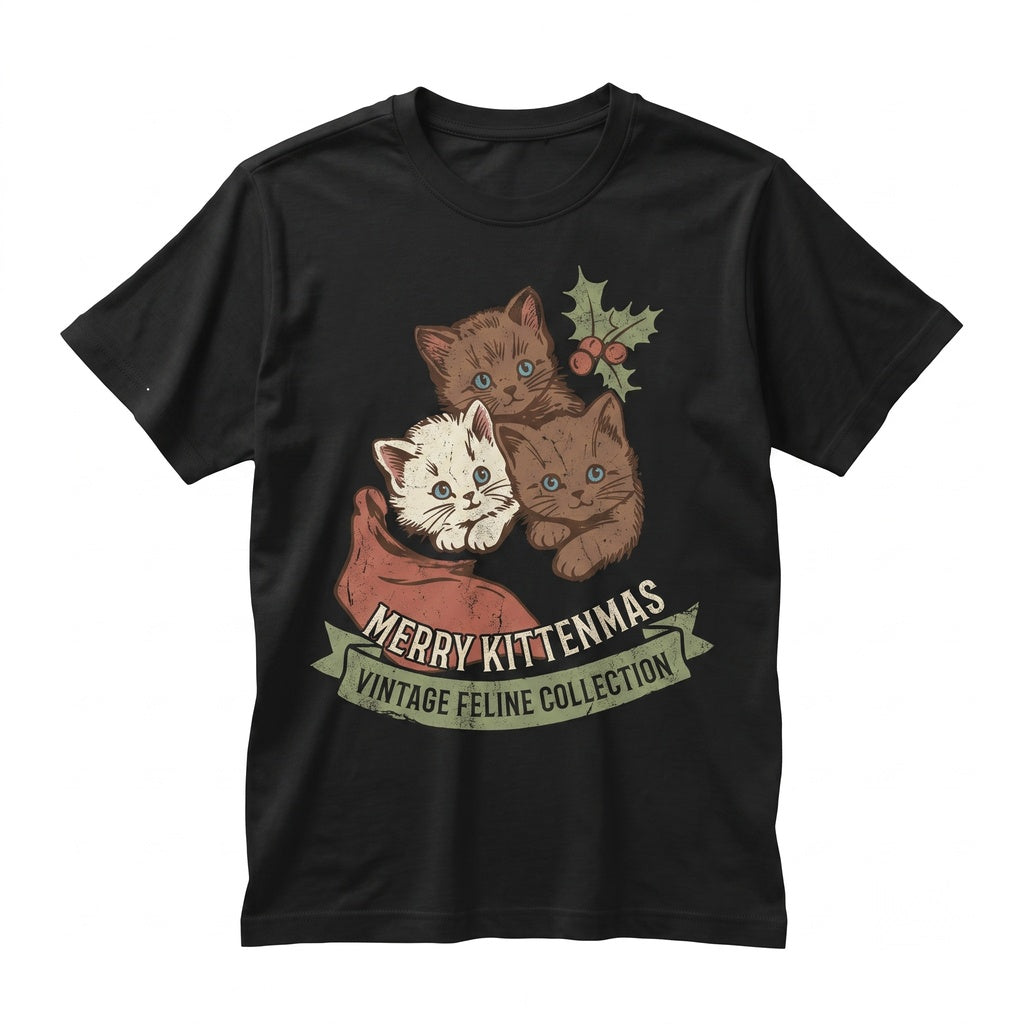 Cute Cat Christmas Sweater Retro 90s Vintage Funny Kitten Pet Lover Holiday Gift Unisex TShirt