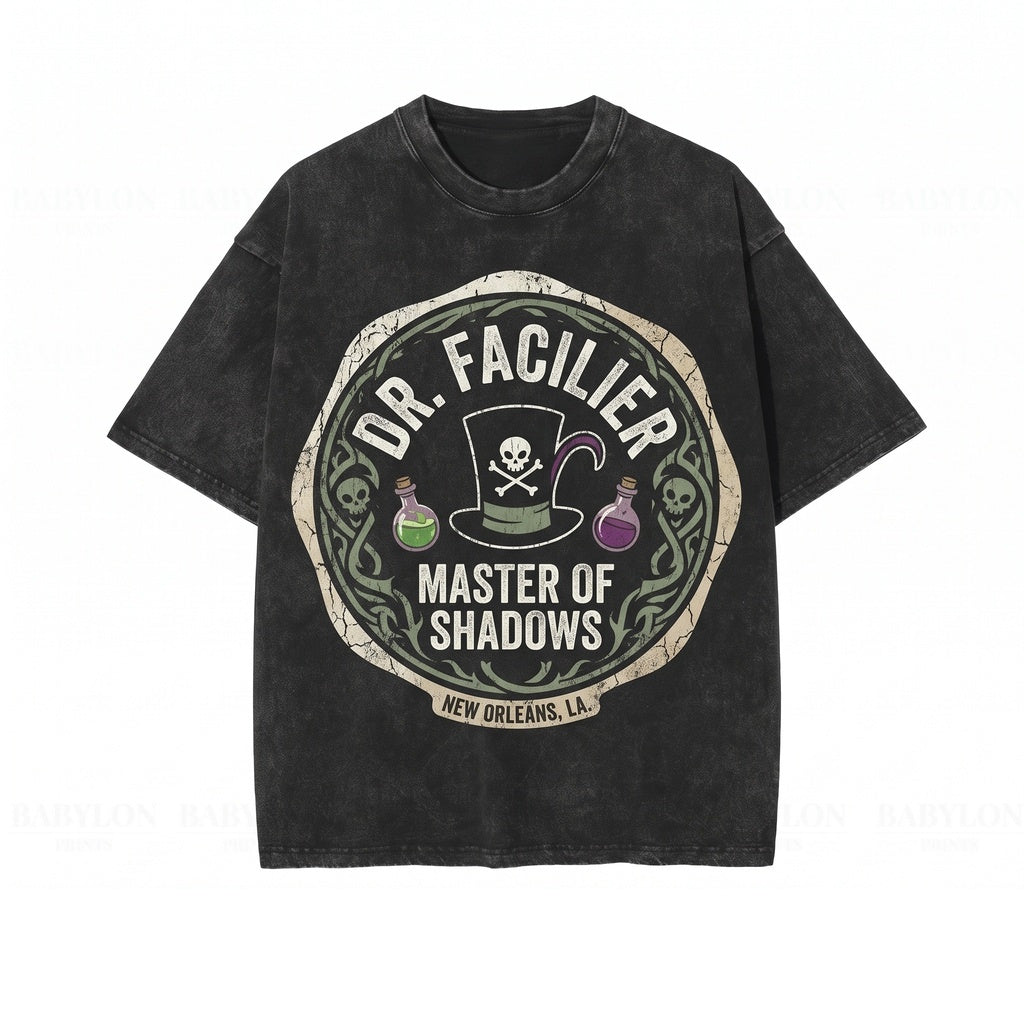 Oversized Dr Facilier Shadow Man Bayou Voodoo Villains Theme Park Vacation Graphic Unisex TShirt