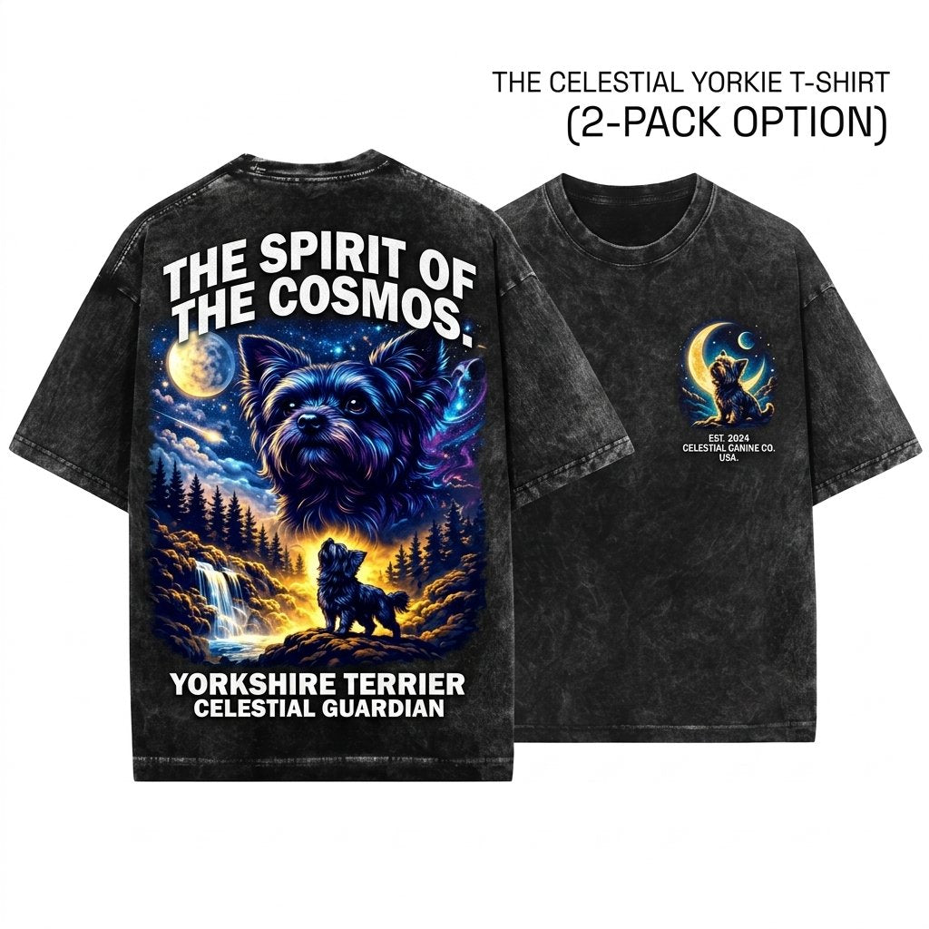 Yorkie Howling Moon Vintage 90s Retro Animal Graphic Mom Gift Full Silly Dog Unisex Wash T-Shirt