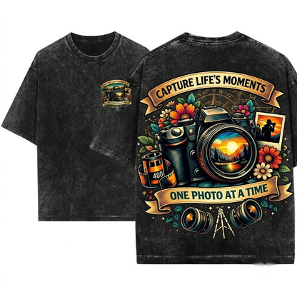 Vintage Camera Picture Graphic Art Apparel Photographer Gift Unisex Wash T-Shirt
