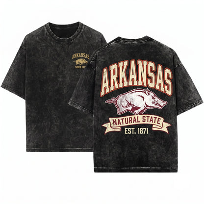 Arkansas Football Game Day College Fan Vintage Graphic Apparel Unisex Wash T-Shirt