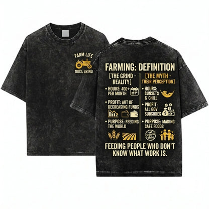 Mens Farming Definition Funny Saying Farmer Gift Fathers Day Dad Husband Apparel Unisex Wash T-Shirt