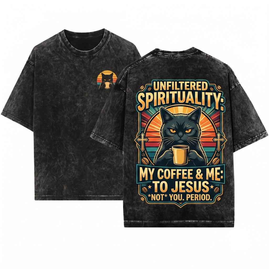 Im Only Talking To Jesus Today Christian Black Cat Faith Religious Believer Gift Unisex Wash T-Shirt