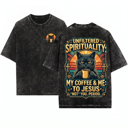 Im Only Talking To Jesus Today Christian Black Cat Faith Religious Believer Gift Unisex Wash T-Shirt