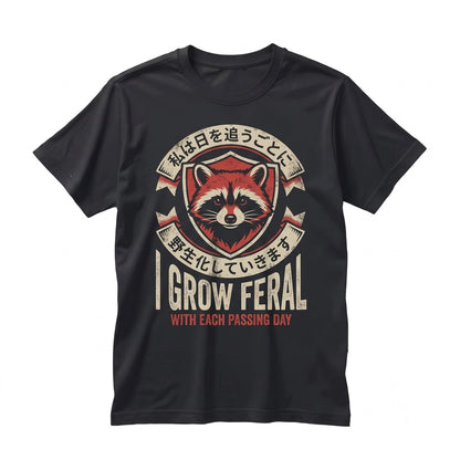I Grow Feral Raccoon Vintage Japanese Retro Graphic Novelty Unisex TShirt