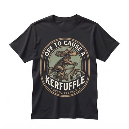 Off to Cause a Kerfuffle Funny Dachshund Graphic Cute Dog Mom Gift Wiener Puppy Apparel Unisex TShirt
