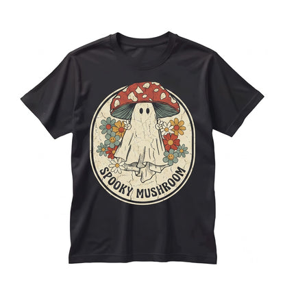 Vintage Retro Halloween Mushroom Ghost Witch Boo Fall Graphic Apparel, Unisex TShirt