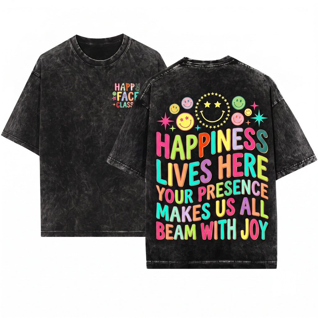 Colorful Happy To See Your Face Back Teachers Student Educators Unisex Wash T-Shirt
