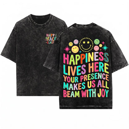 Colorful Happy To See Your Face Back Teachers Student Educators Unisex Wash T-Shirt