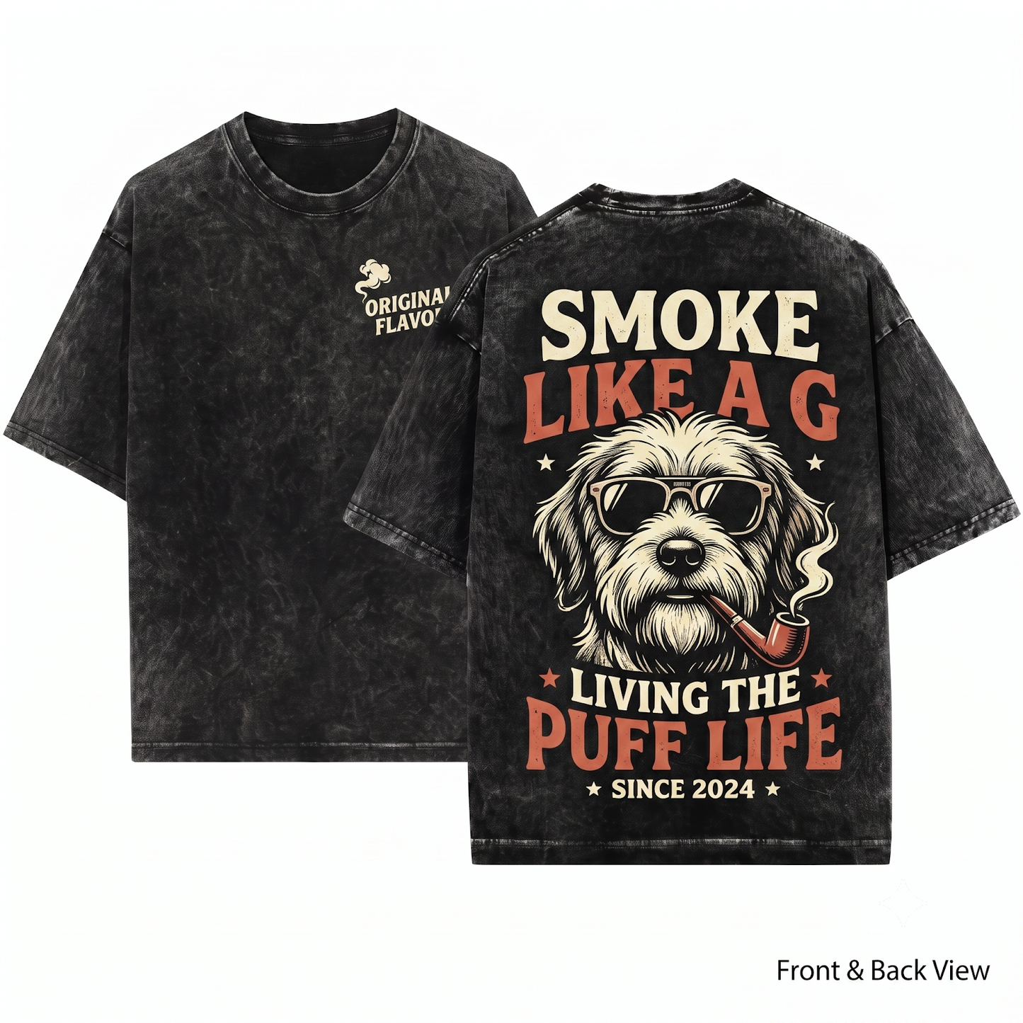 Havanese Dog Vintage Graphic Tee Retro 90s Style Edgy Smoking Pet Meme Shirt Funny Gift for Dog Mom Dad Unisex Heavyweight Garment-Dyed T-Shirt