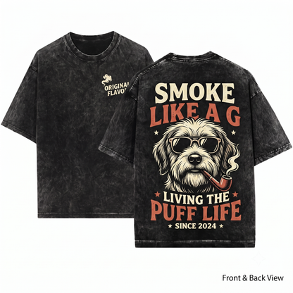 Havanese Dog Vintage Graphic Tee Retro 90s Style Edgy Smoking Pet Meme Shirt Funny Gift for Dog Mom Dad Unisex Heavyweight Garment-Dyed T-Shirt