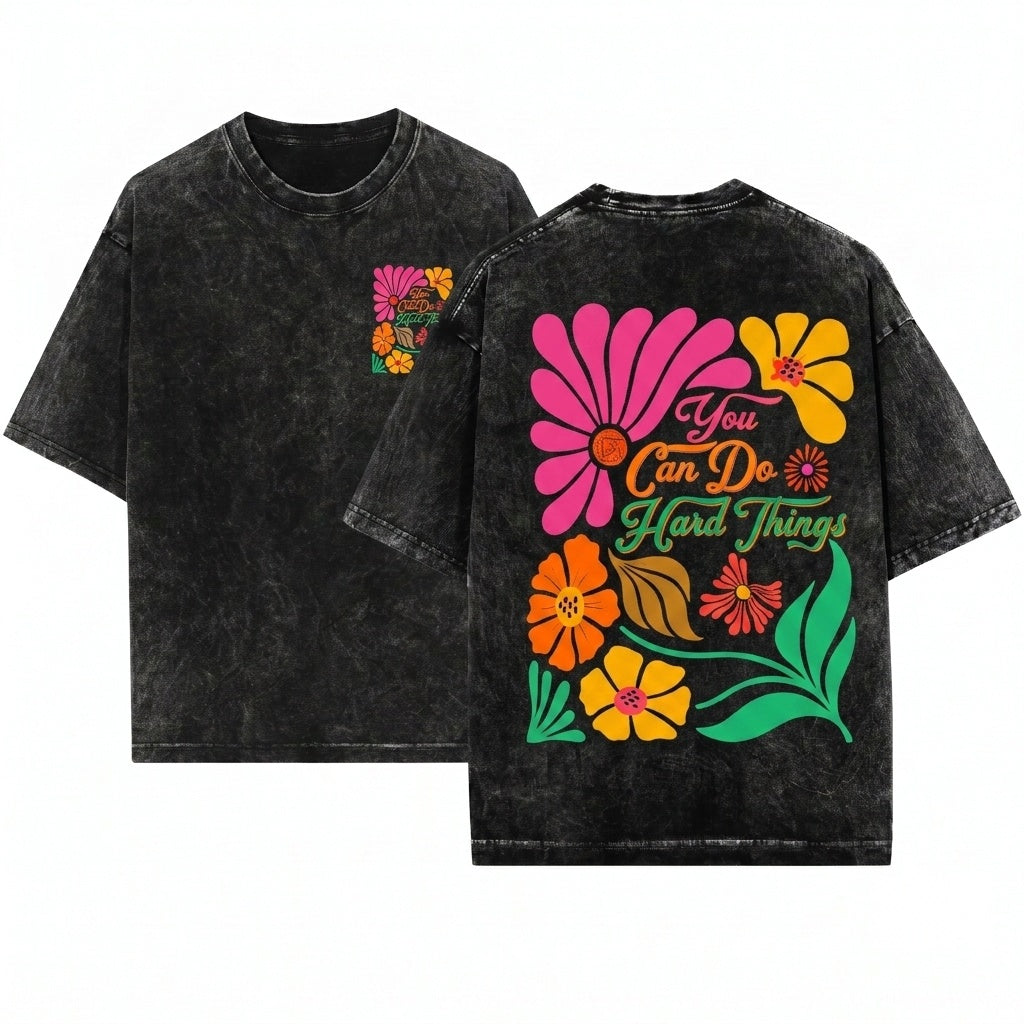 Motivational Positive Mental Health Affirmation Teacher Retro Boho Floral Graphic Unisex Wash T-Shirt