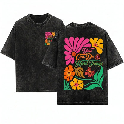 Motivational Positive Mental Health Affirmation Teacher Retro Boho Floral Graphic Unisex Wash T-Shirt