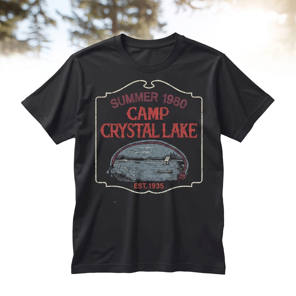 Camp Crystal Lake Retro Horror Movie Graphic Slasher Summer Counselor Costume Unisex TShirt