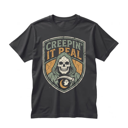 Creepin It Real Funny Grim Reaper Halloween Cute Ghost Graphic Vintage Spooky Season Gift Unisex TShirt