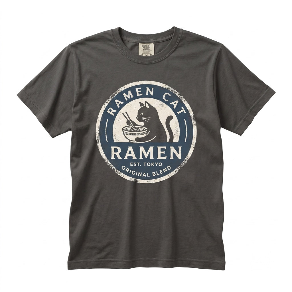 Cute Japanese Black Cat Eating Ramen Graphic Aesthetic Pet Lover Gift Apparel Unisex TShirt