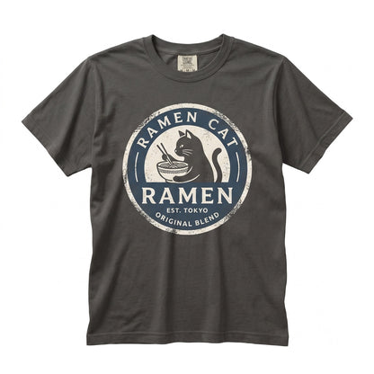 Cute Japanese Black Cat Eating Ramen Graphic Aesthetic Pet Lover Gift Apparel Unisex TShirt