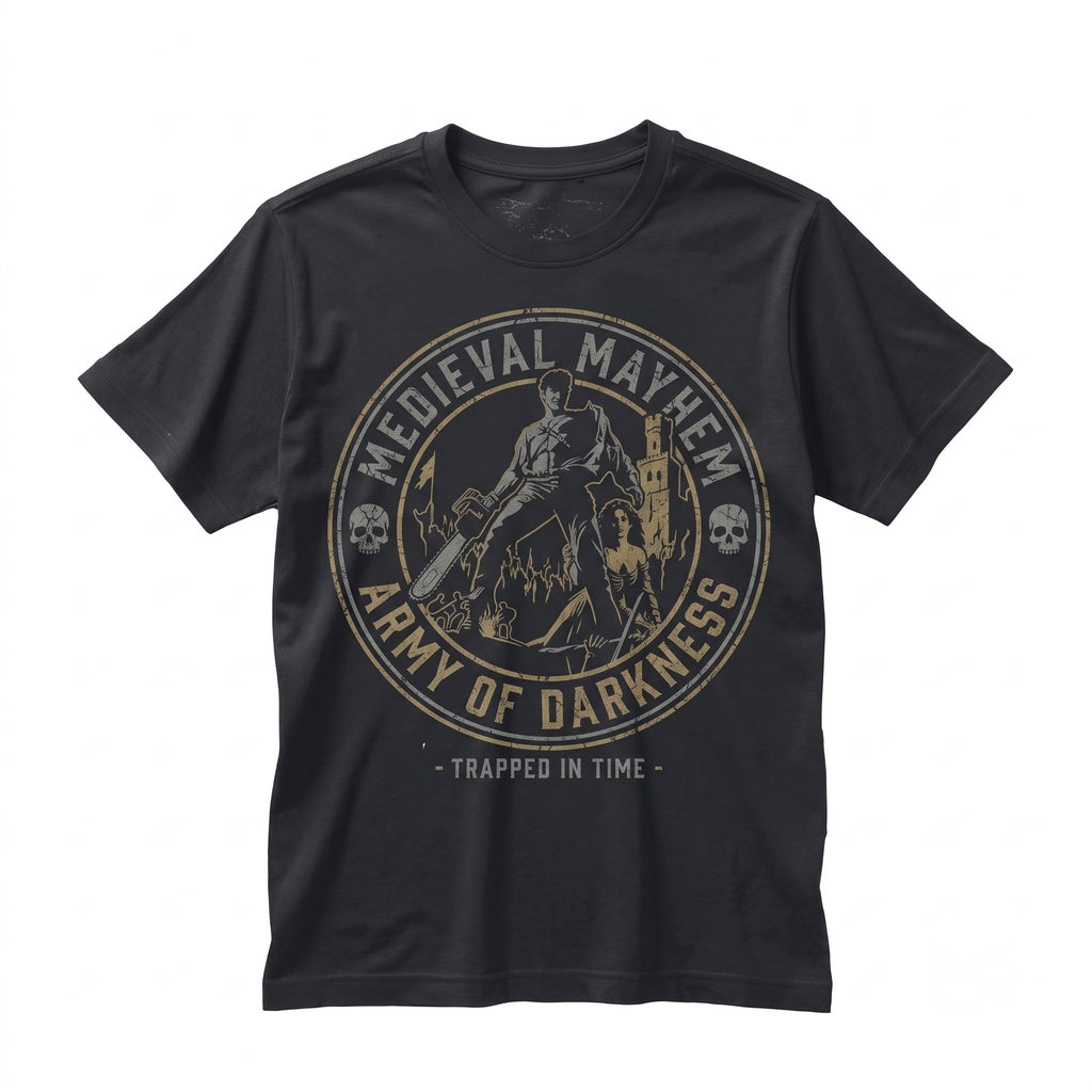 Medieval Dead Chainsaw Boomstick Horror Cult Movie Graphic Unisex TShirt