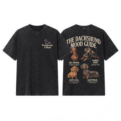 Dachshund Custom Dog Portrait Funny Doxie Collage Graphic Tee - Personalized Wiener Mom Dad Gift - Unisex Heavyweight Garment-Dyed T-Shirt