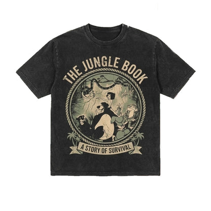 Vintage Jungle Friends Graphic Mowgli Baloo Theme Park Vacation Oversized Apparel Unisex TShirt