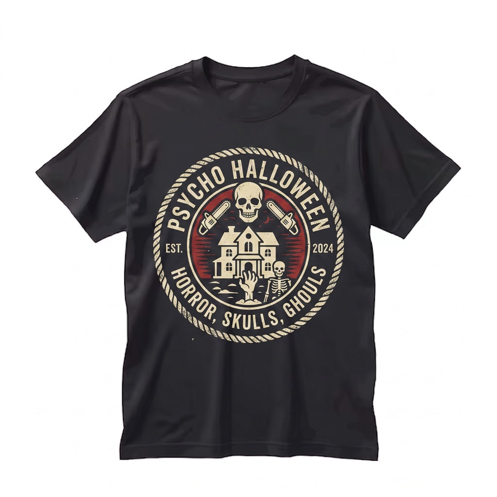 Spooky Season Halloween Horror Psycho Boils Ghouls Ghost Graphic Unisex TShirt