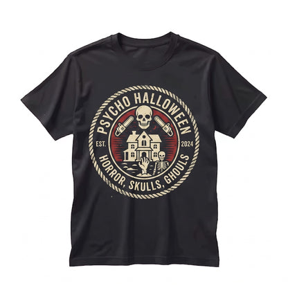 Spooky Season Halloween Horror Psycho Boils Ghouls Ghost Graphic Unisex TShirt