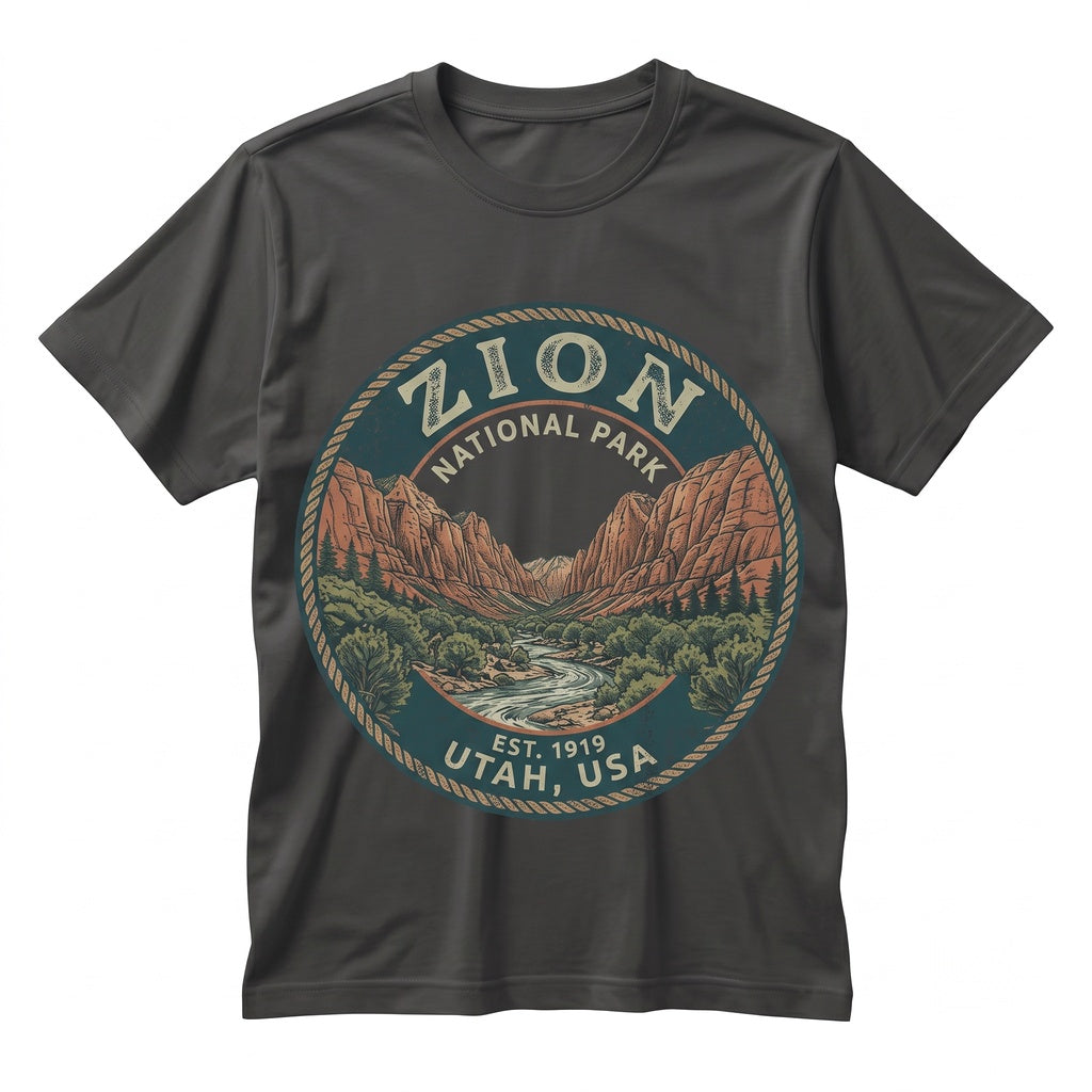 Vintage Zion National Park Graphic Utah Canyon Outdoor Western Adventure Nature Gift Unisex TShirt