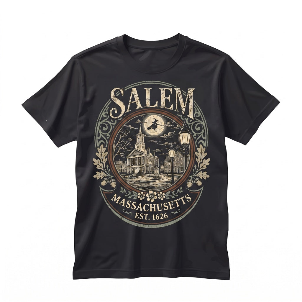 Vintage Salem Massachusetts Witch City Halloween Spooky Season Retro Fall Graphic Unisex TShirt