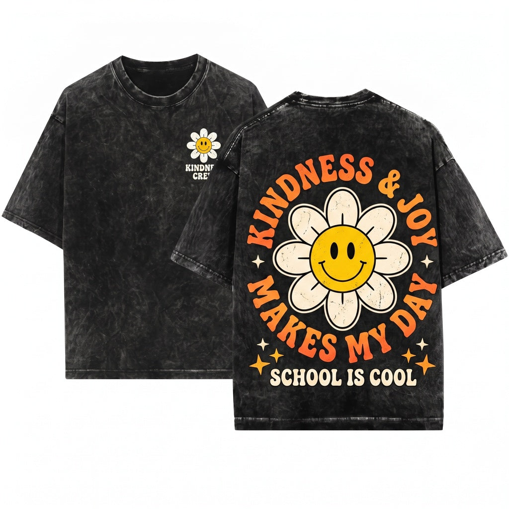 Happy To See Your Face Retro Daisy Back School Student Teacher Unisex Wash T-Shirt