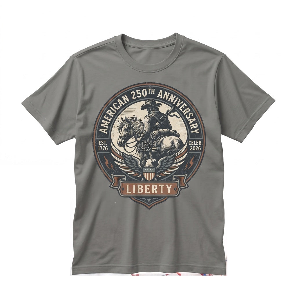 Vintage Patriotic America 250th Anniversary 1776 2026 Western Cowboy Freedom Graphic Gift Unisex TShirt