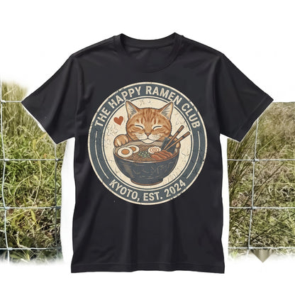 Vintage Cute Ramen Cat Graphic Kawaii Japanese Food Retro Cozy Animal Streetwear Gift Unisex TShirt