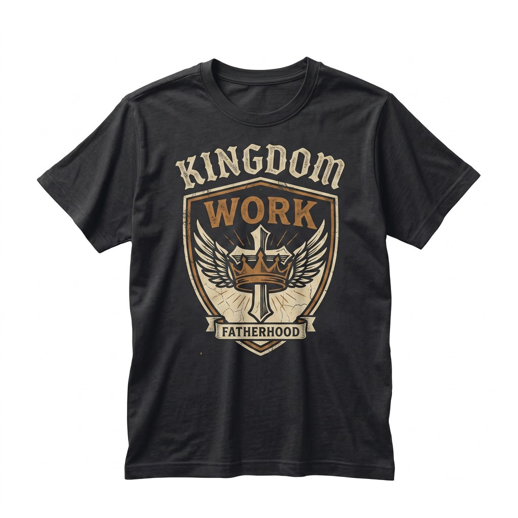 Personalized Christian Dad Gift, Fatherhood Is Kingdom Work Religious Daddy Bible Verse Fathers Day Unisex TShirt