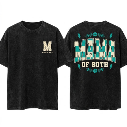 Checkered Varsity Letter Boho Cute Mama Of Both New Mom Mothers Day Gift Unisex Wash T-Shirt