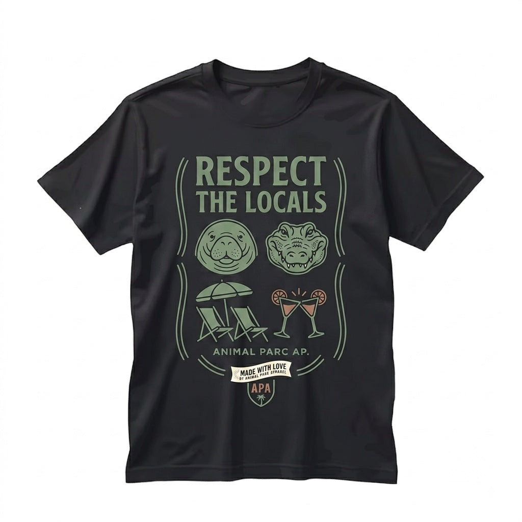 Florida Respect The Locals Everglades Beach Bag Alligator Manatee Crocodile Souvenir Gift Print Unisex TShirt