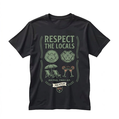 Florida Respect The Locals Everglades Beach Bag Alligator Manatee Crocodile Souvenir Gift Print Unisex TShirt