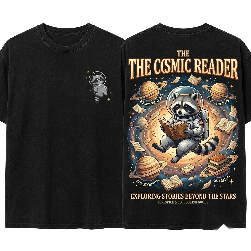 Chaotic Space Raccoon Embroidered Spooky Gamer Gift Unisex Wash T-Shirt