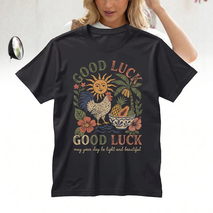 Boa Sorte Rio de Janeiro Portuguese Good Luck Tropical Folk Art Boho Sun Rooster Brazilian Graphic Top Unisex TShirt