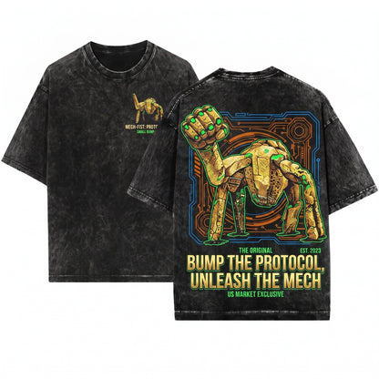 Funny Alien Fist Bump Movie Graphic Novelty Vintage Unisex Wash T-Shirt
