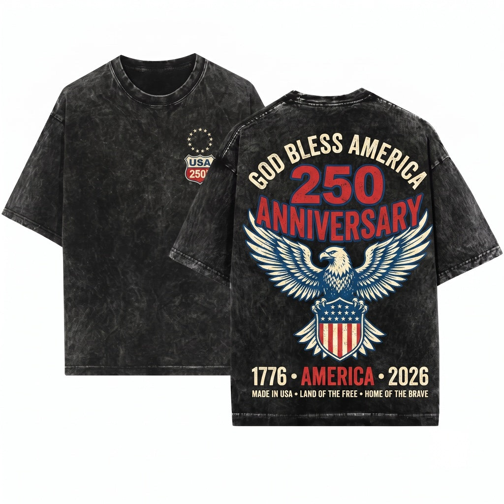 God Bless America 1776 USA 250th Anniversary 4th July Christian Land Of The Free Home Brave Unisex Wash T-Shirt