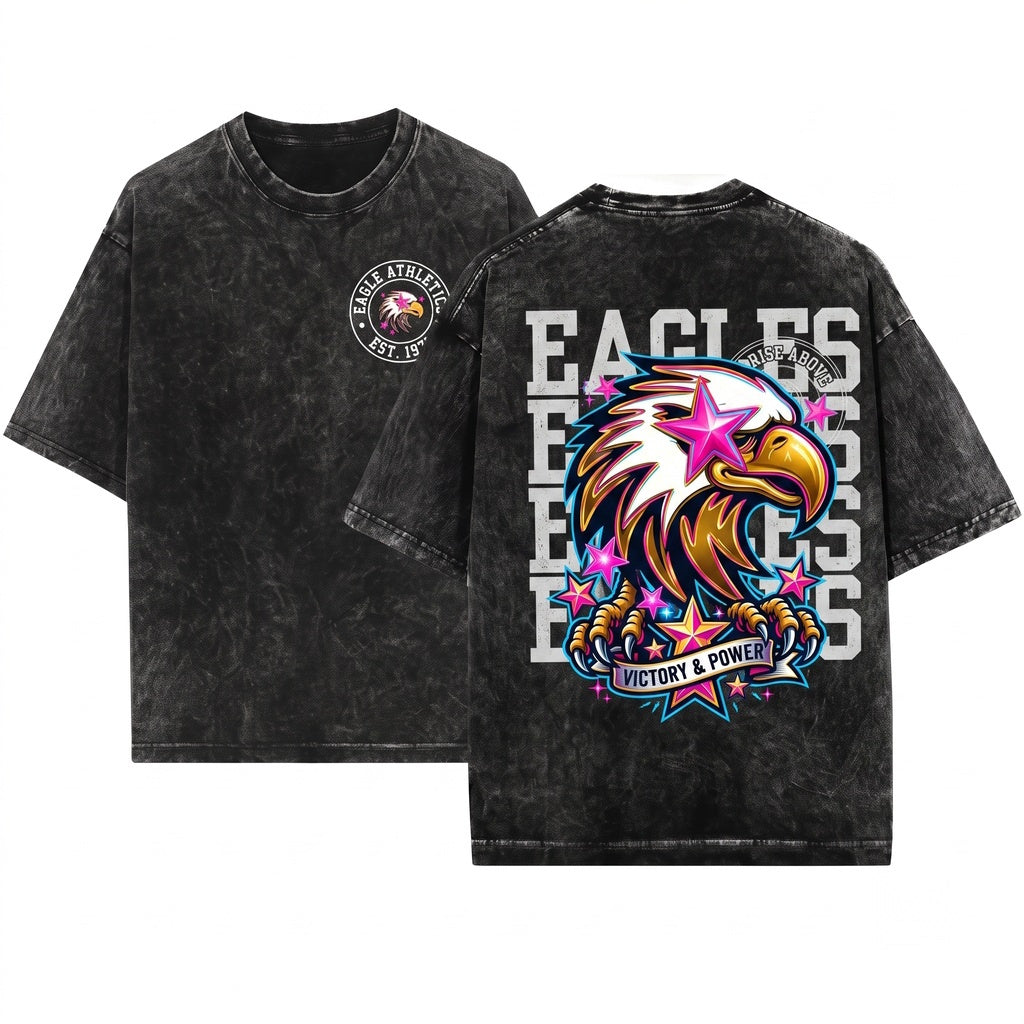 Custom Eagles School Spirit Team Game Day Cheer Mascot Preppy Unisex Wash T-Shirt