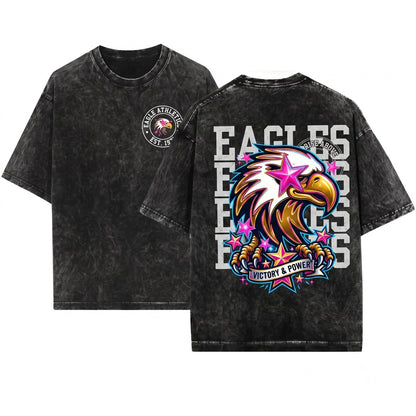 Custom Eagles School Spirit Team Game Day Cheer Mascot Preppy Unisex Wash T-Shirt