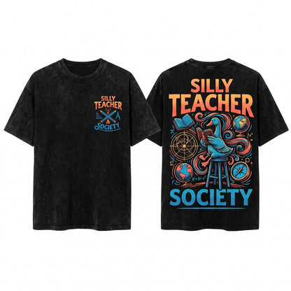 Cute Silly Goose Teachers Build Character Funny Back To School New Gift Unisex Wash T-Shirt