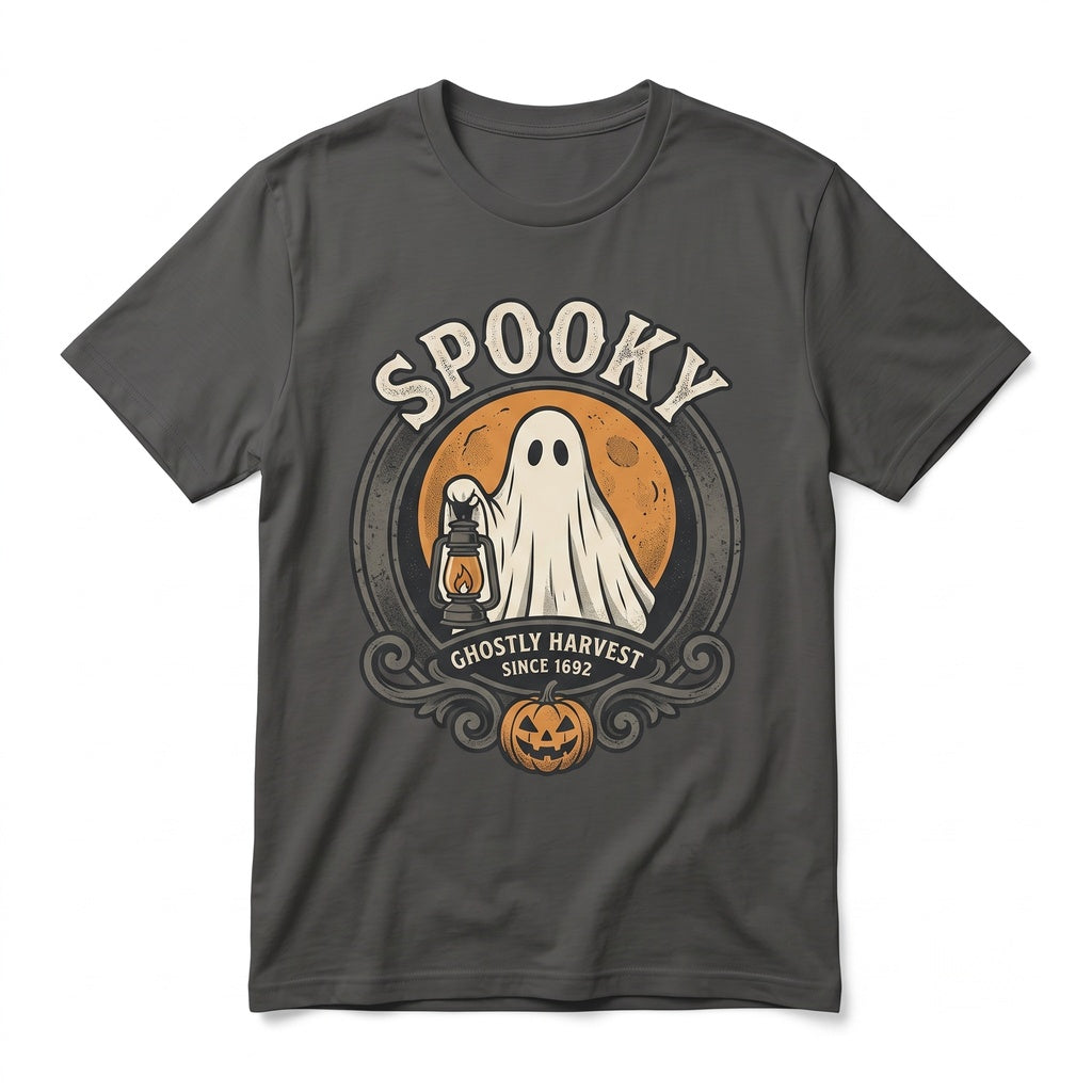 Spooky Halloween Ghost Pumpkin Lantern Purple Night Sky Aesthetic Autumn Gift Unisex TShirt