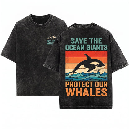 Save The Whales Retro Vintage Orca Killer Whale Climate Change Ocean Animal Lovers Gift Earth Day Hoodie Sweatshirt Top Unisex