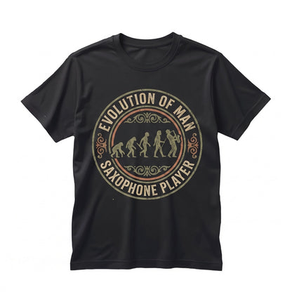 Funny Saxophone Evolution Graphic Jazz Musician Gift Band Instrument Humor Apparel Unisex TShirt