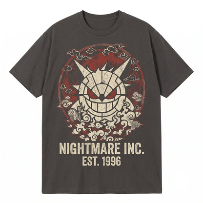 Vintage Wash Gengar Dark Ghost Anime Graphic Oversized Gothic Gamer Retro Streetwear Unisex TShirt