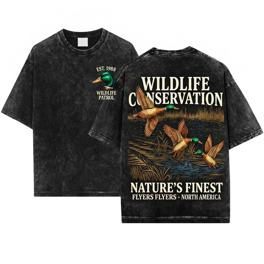 Retro 90s Vintage Mallard Duck Nature Wildlife Rustic Cabin Boho Crewneck Cozy Season Unisex Wash T-Shirt